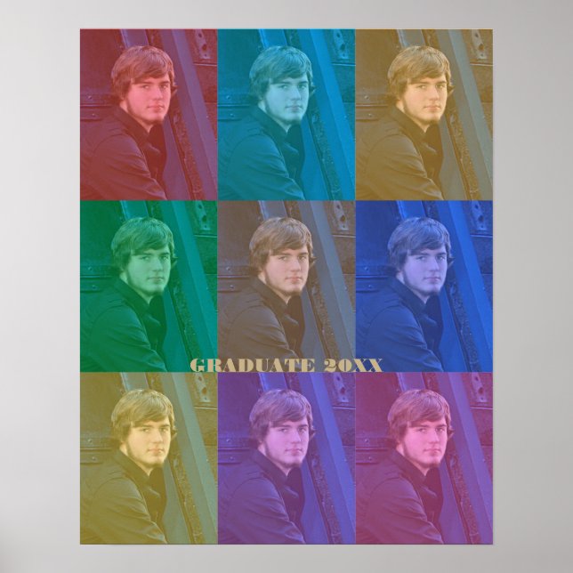Pop Art Graduation Photo Trendy Retro Colour Block Poster (Front)