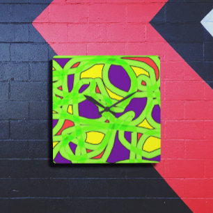 Pop Art Graffiti Square Wall Clock