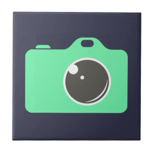 Pop Art Green Camera Blue Tile