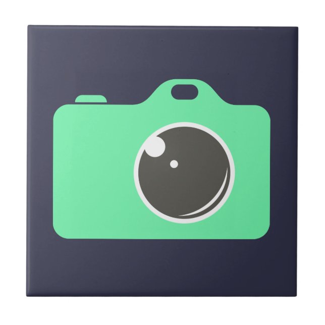 Pop Art Green Camera Blue Tile (Front)