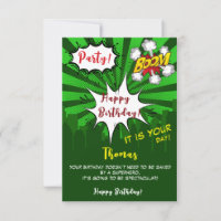 Pop art green comic happy birthday