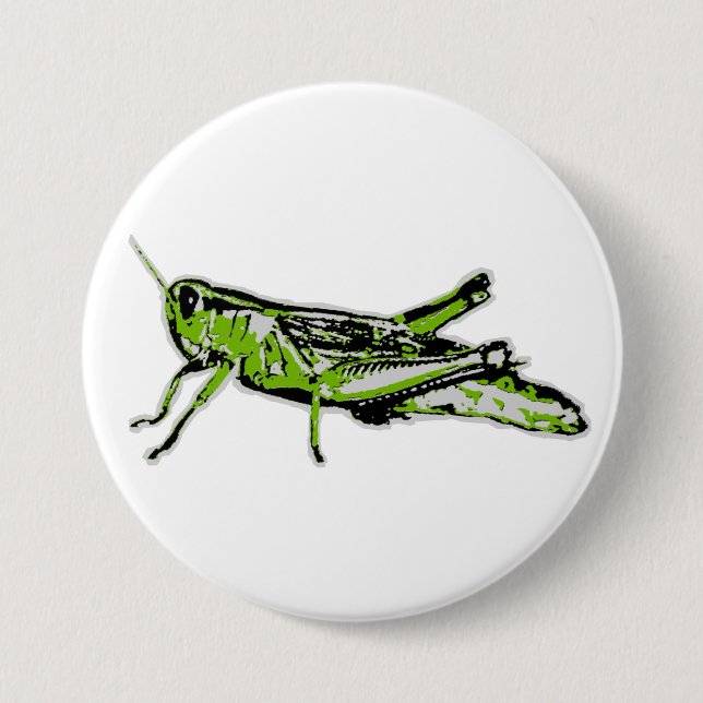 Pop Art Green Grasshopper 3 Inch Round Button (Front)