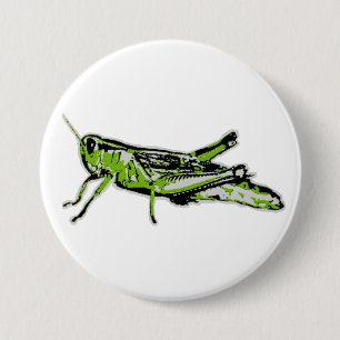 Pop Art Green Grasshopper 3 Inch Round Button