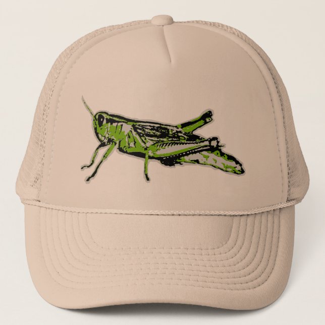 Pop Art Green Grasshopper Trucker Hat (Front)