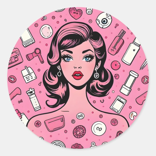 Pop art Gril sticker (Front)
