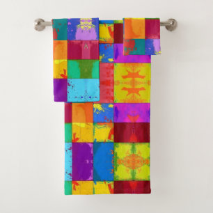 Pop Art grunge Colour Blocks Bath Towel Set
