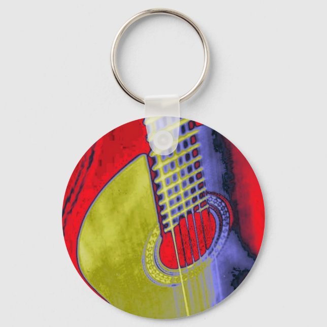 Pop Art Guitar Keychain (Front)