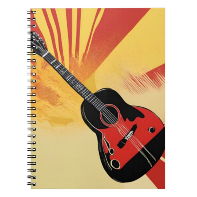 Pop Art Guitar Painting Illustration Vintage Retro Notebook (Front)