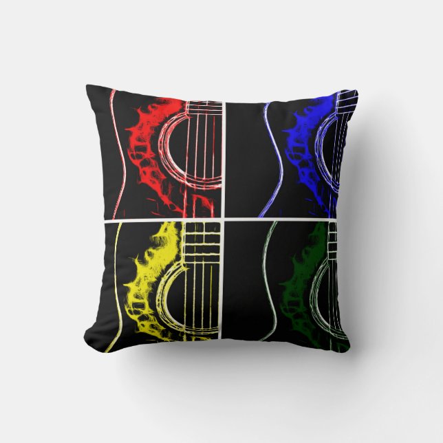 Pop Art Guitars Throw Pillow (Front)