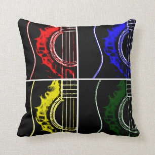Pop Art Guitars Throw Pillow