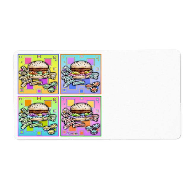 Pop Art HAMBURGER AVERY LABELS (Front)