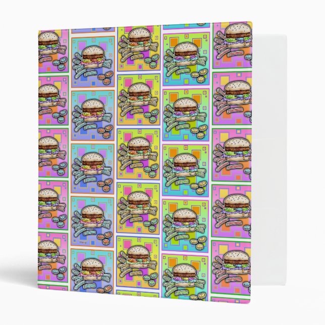 Pop Art HAMBURGER RECIPE BINDER (Front/Inside)