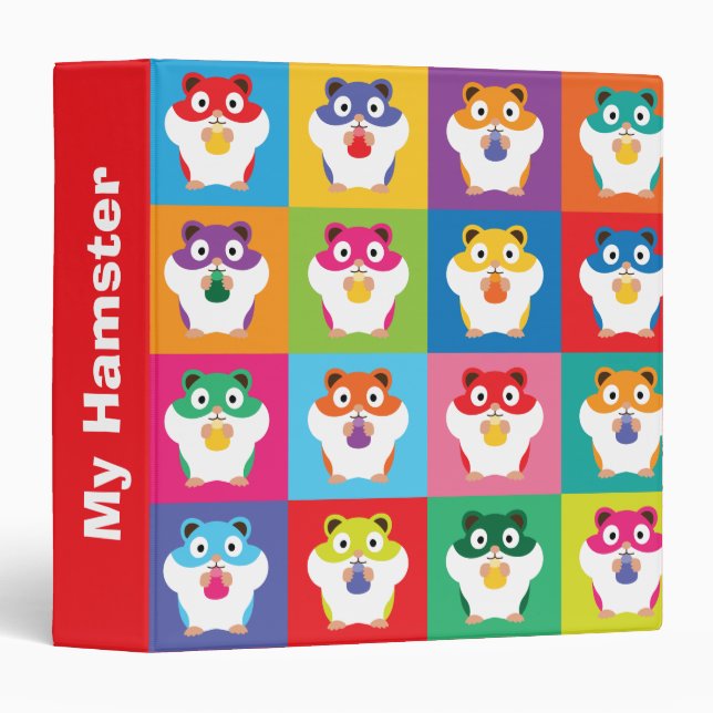 Pop Art Hamsters 3 Anneau Classeur (Devant/Côté)