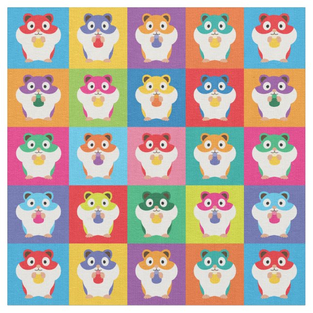 Pop Art Hamsters Fabric (Close Up)