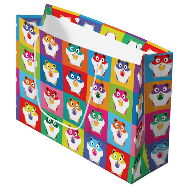 Pop Art Hamsters Grand sac cadeau (Devant Angle)