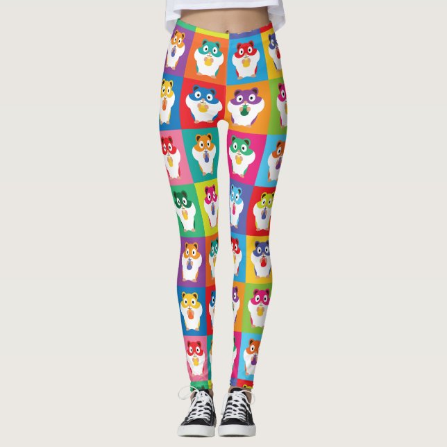 Pop Art Hamsters Leggings (Front)