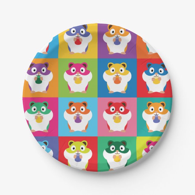 Pop Art Hamsters Paper Plate (Front)
