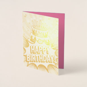 Pop Art Happy Birthday Cake  Foil Card