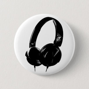 Pop Art Headphone 2 Inch Round Button