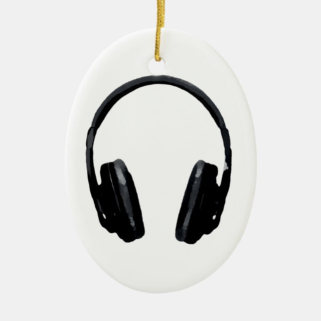 Pop Art Headphone Ceramic Ornament (Front)