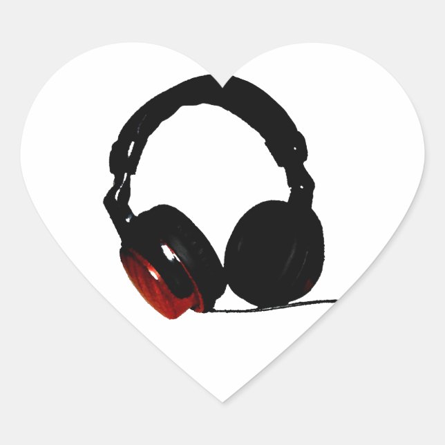 Pop Art Headphone Heart Sticker (Front)