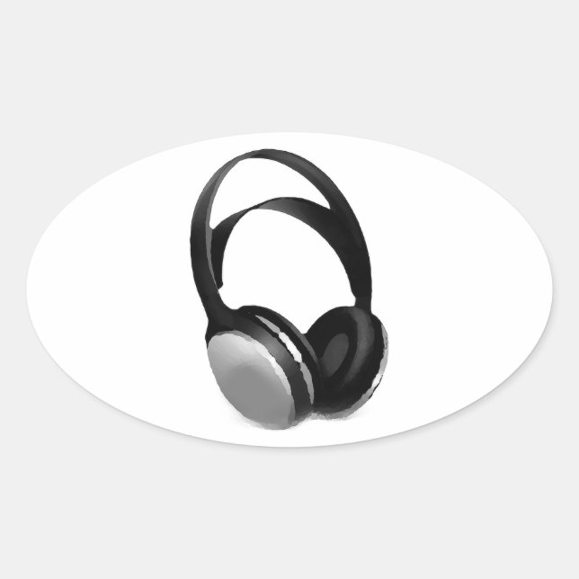 Pop Art Headphone Oval Sticker (Front)