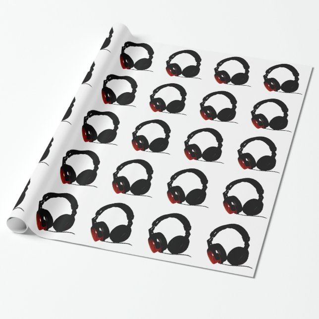 Pop Art Headphone Wrapping Paper (Unrolled)