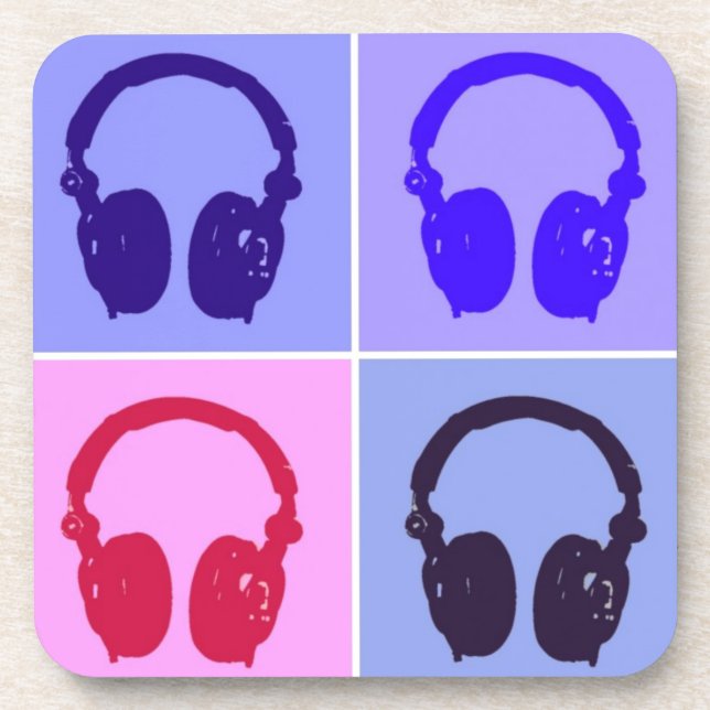 Pop Art Headphones Coaster (Front)