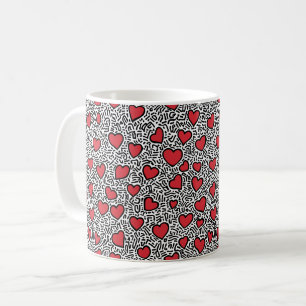 Pop Art Heart Pattern Coffee Mug
