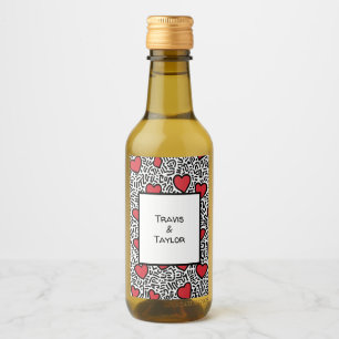 Pop Art Heart Pattern Wine Label