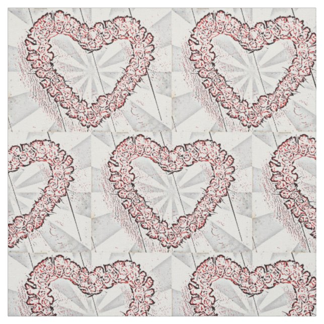Pop Art Heart Wreath Fabric (Swatch)