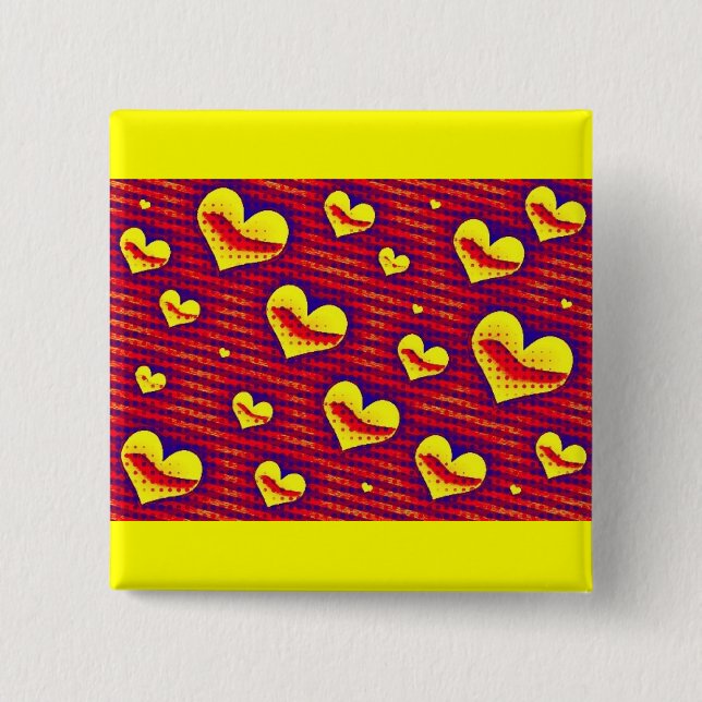 Pop Art Hearts 2 Inch Square Button (Front)
