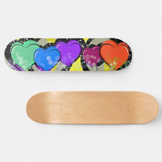 Pop Art Hearts Skateboard Deck (Horz)