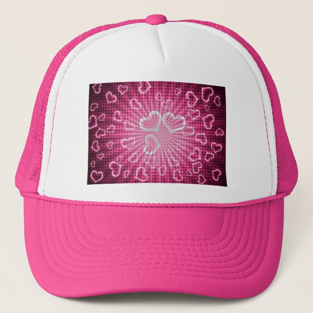 Pop Art Hearts Valentine Trucker Hat (Front)