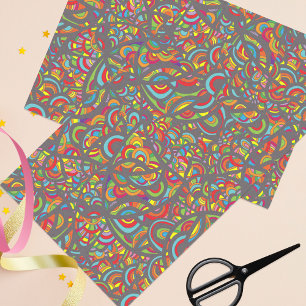 Pop Art Hippy Colourful Doodle Pattern Tissue Paper