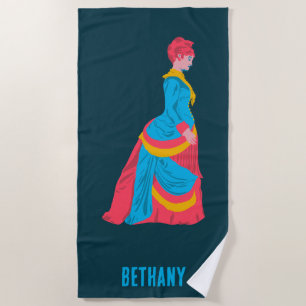 Pop Art Historical Woman in Bustle Dress Custom Beach Towel