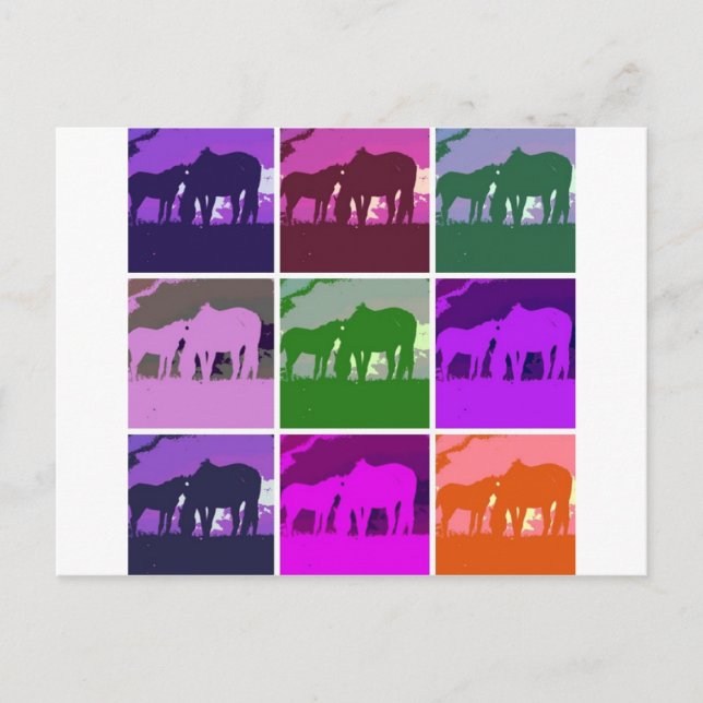 Pop Art Horses Postcard (Front)
