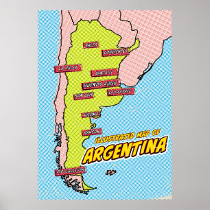 Pop Art Illustrated Argentina  Poster