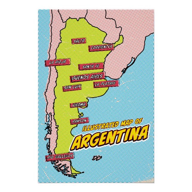 Pop Art Illustrated Argentina  Poster (Front)