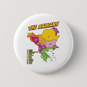 Pop Art Illustrated Balkans map 2 Inch Round Button