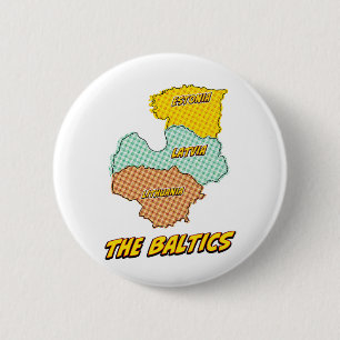 Pop Art Illustrated Baltic States map 2 Inch Round Button