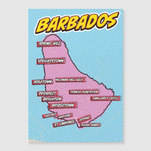 Pop Art Illustrated Barbados map