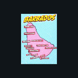 Pop Art Illustrated Barbados map Canvas Print<br><div class="desc">A pop art style map of Barbados with a bright blue background and a dotted pattern.</div>