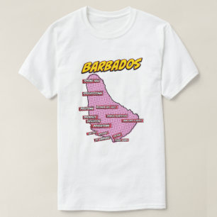 Pop Art Illustrated Barbados map T-Shirt