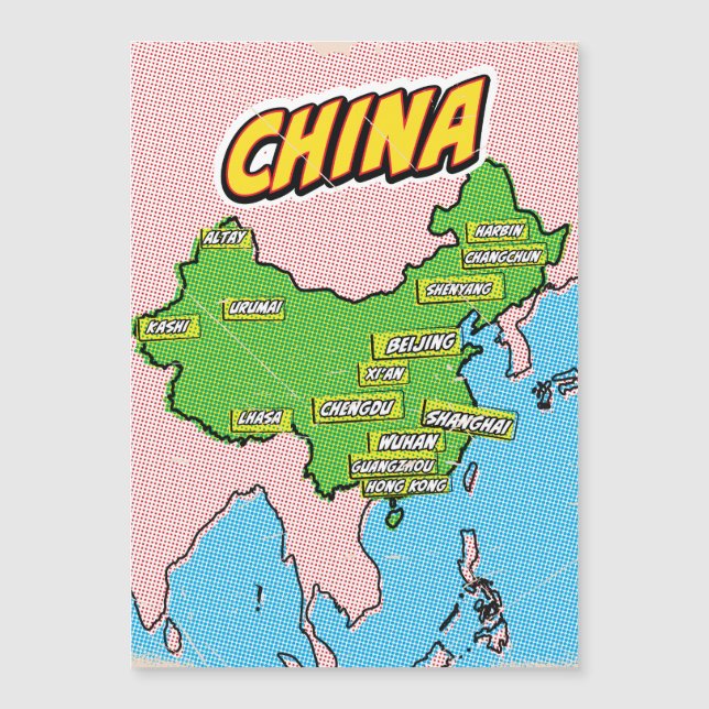 Pop Art Illustrated China map (Front)
