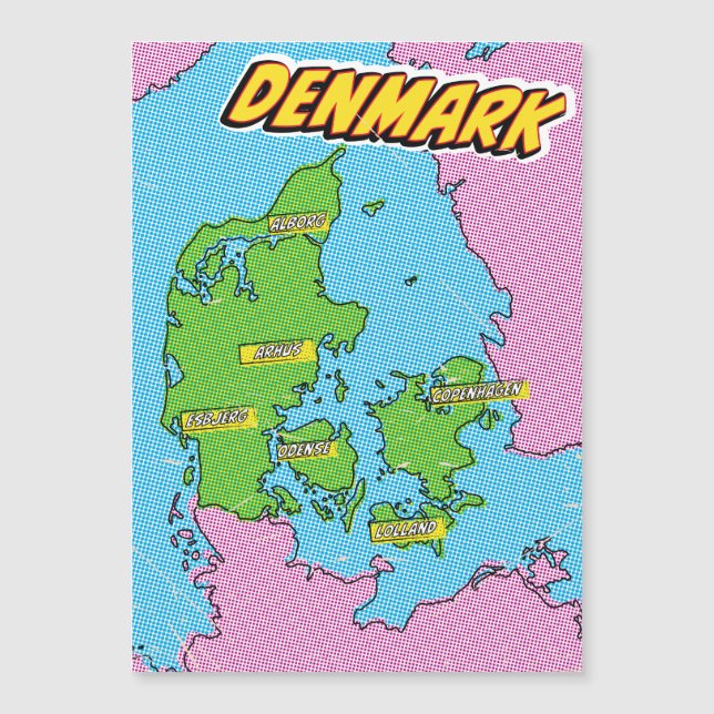 Pop Art Illustrated Denmark map (Front)