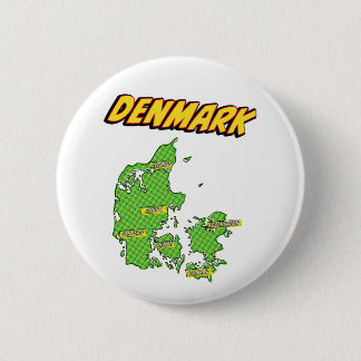 Pop Art Illustrated Denmark map 2 Inch Round Button