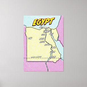 Pop Art Illustrated Egypt map Canvas Print