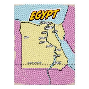 Pop Art Illustrated Egypt map Poster