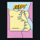 Pop Art Illustrated Egypt map Poster<br><div class="desc">Pop Art Illustrated Egypt African map in a beautiful vintage worn style.</div>